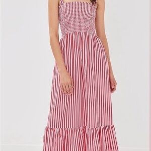 Hill House Anjuli Red and White Striped Maxi Dress